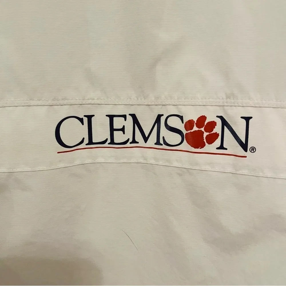 Clemson Nike White Windbreaker with Orange Logo